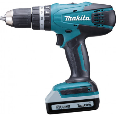 Perceuse visseuse à percussion Makita 18 Volts - sans fil Lithium (Li-Ion) 1,5 Ah Ø 13mm (coffret alu) | HP457DWEX4