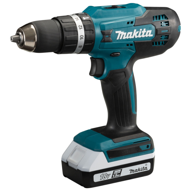 Perceuse visseuse Makita | percussion Hobby - 18 Volts - sans fil Lithium (Li-Ion) - 1,5 Ah - Ø 13mm | HP488DWE