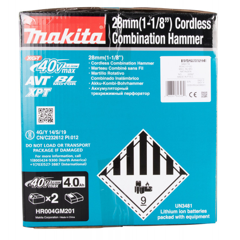 Perfo-burineur MAKITA HR004GM201 SDS-Plus 40 V max Li-Ion 4 Ah 28 mm