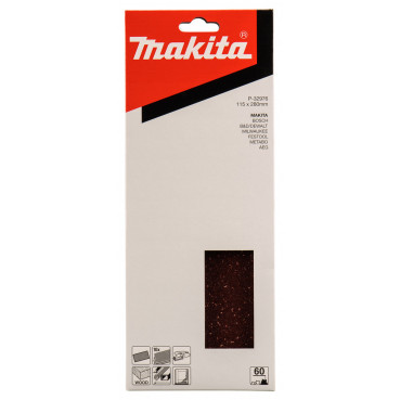 Feuille rectangulaire abrasive 115x280mm - longueur totale 280mm - largeur 115mm - grain 60 - 10 pièce(s) Makita | P-32976