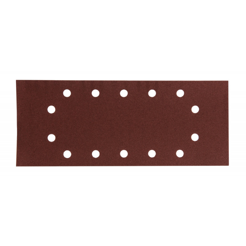 Feuille rectangulaire abrasive 115x280mm - 5 + 5 + 2 + 2 trous - longueur totale 280mm - largeur 115mm - grain 180 - 10 pièce(s) Makita | P-33065