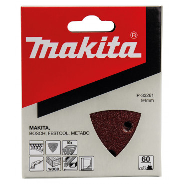 Feuille triangulaires abrasive 94mm - grain 60 - 10 pièce(s) Makita | P-33261