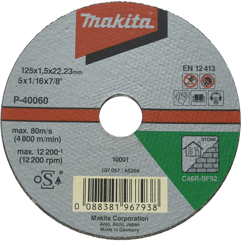 Disque à tronçonner 125 x 22 x 1,5mm 10 pcs - diamètre 125mm Makita | P-40060-10