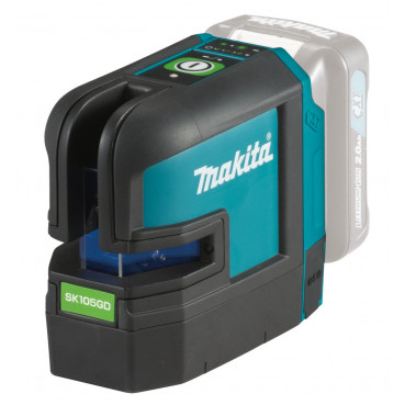 Laser en croix Makita sans fil 10,8 et 12 Volts CXT avec laser vert et lignes verticales et horizontales haute intensité, idéale plaquiste pour la pose de cloisons et plafonds placo | SK105GDZ