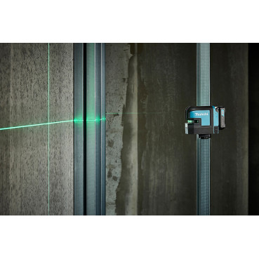 Laser en croix Makita sans fil 10,8 et 12 Volts CXT avec laser vert et lignes verticales et horizontales haute intensité, idéale plaquiste pour la pose de cloisons et plafonds placo | SK105GDZ