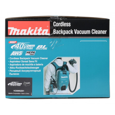 Aspirateur Makita à dos XGT 40 Volts MAX - sans fil Lithium (Li-Ion) - AWS - (Produit seul) - capacité sac poussière 2 litres | VC009GZ01