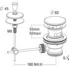 Image du produit : Bonde de lavabo plastique automatique diamètre Ø 63mm Nicoll | 0201006