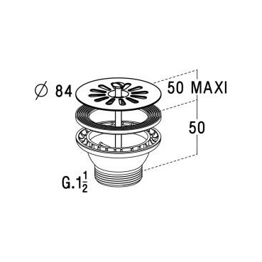 Bonde et vidage plastique pour évier grès & synthèse 1 bac diamètre Ø 84mm Nicoll | 0204005