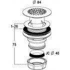 Image du produit : Bonde receveur de douche plastique à grille inox Ø 60 sortie horizontale diamètre Ø 60mm x 40mm Nicoll | 0205049