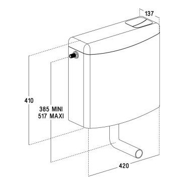 9300 - Reservoir semi bas 2 volumes blanc - largeur 137mm - longueur 420mm Nicoll | 0704010