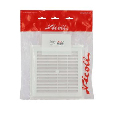 Grille de ventilation à sceller démontable et à fermeture carrée - hauteur 201mm - largeur 201mm couleur Blanc Nicoll | 1D164