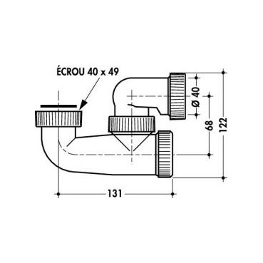 Siphon baignoire orientable d.40 pvc-c blanc diamètre Ø 40mm - longueur 131mm Nicoll | 1YH5CB