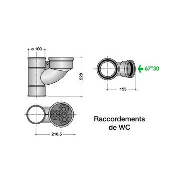 Culotte universelle orientable pour 1 WC diamètre Ø 100mm Nicoll | BTUNI2