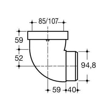 Pipe courte pour WC diamètre Ø 85mm x 107mm x 94.8mm Nicoll | CW33