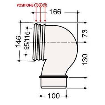 Pipe à sortie verticale pour WC diamètre Ø 95mm x 116mm x 100mm Nicoll | CWP33