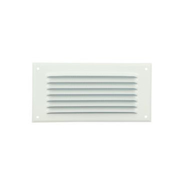 Grille de ventilation aluminium à visser rectangulaire horizontale - persiennes avec moustiquaire - hauteur 100mm - largeur 200mm couleur Blanc Nicoll | LM1020B