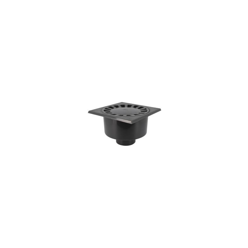 Siphon à grande garde d'eau sortie verticale diamètre Ø 100mm x 90mm x 172mm - largeur 250mm - longueur 250mm couleur Gris anthracite Nicoll | SC109