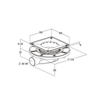 Siphon pour sols carrelés faible hauteur avec grille et cadre inox 304 sortie horizontale diamètre Ø 50mm - largeur 213mm - longueur 213mm Nicoll | SFH15I