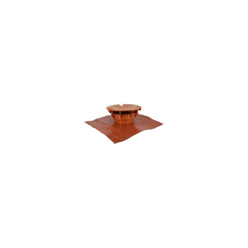 Chapeau aéraulique avec collerette d'étanchéité Atemax diamètre Ø 160mm - largeur 550mm - longueur 500mm couleur Rouge Terracotta Nicoll | VXE16T