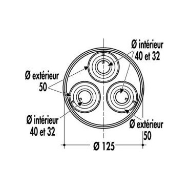 Joint p/chutunic 125x50x40x32 diamètre Ø 125mm x 50mm x 40mm x 32mm Nicoll | XUNJ