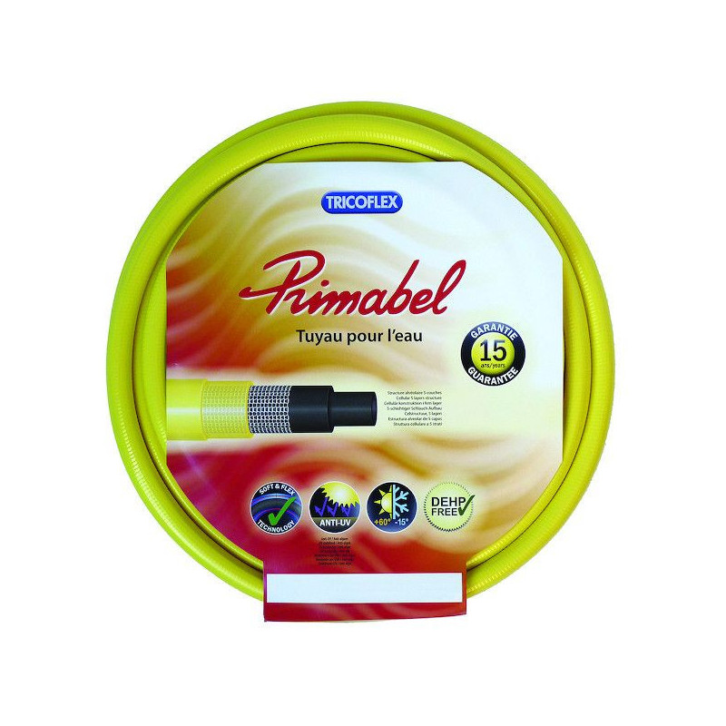 Tuyau d'arrosage PVC PRIMABEL jaune - 25 m TRICOFLEX | 116381