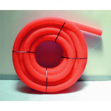 Gaine TPC annelée - 50 mm - ROUGE - COURONNE 50M ELYDAN | 19606