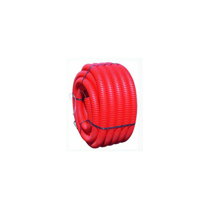 Gaine TPC annelée - 63 mm - ROUGE - COURONNE 50M ELYDAN | 3142