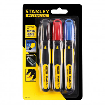 Marqueur 3 couleurs pointe large biseautee - conditionnement 3 pièces - FATMAX Stanley | 0-47-315