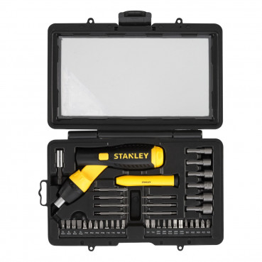 Tournevis Stanley porte - embouts à cliquet poignee revolver - coffret 40 pièces | 0-63-038