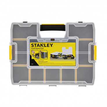 1-97-517, Organiseur Stanley étanche profondeur 64mm - 10 compartiments  amovibles - FATMAX - largeur 7.4 cm - Hauteur 35.7 cm - longueur 44.6 cm