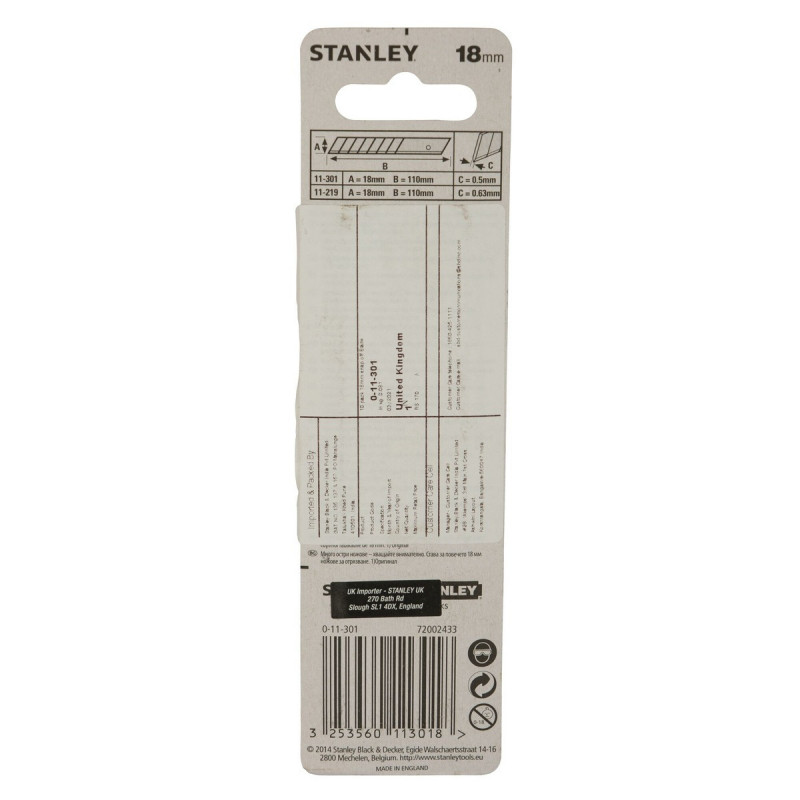 Lame cutter fatmax hd 25 mm boîte de 20 lames : Stanley 3-11-725