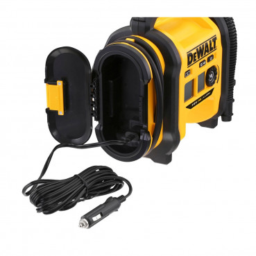 Gonfleur dewalt compact sans fil portatif XR 18 Volts - fonction dégonflage et lampe LED - triple alimentation sur batterie, secteur ou prise allume cigare 12 volts - livré nu sans chargeur ni batterie Dewalt | DCC0...