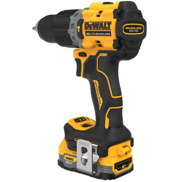 Perceuse visseuse Dewalt percussion compacte - XR - sans fil - 18 Volts - 1,7Ah li-ion brushless - powerstack | DCD805E2T-QW