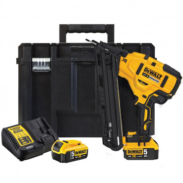 Cloueur de finition Dewalt 15Ga - XR - sans fil - 18 Volts - 5Ah li-ion brushless - 2 batteries Dewalt - coffret T-stak | DCN650P2-QW