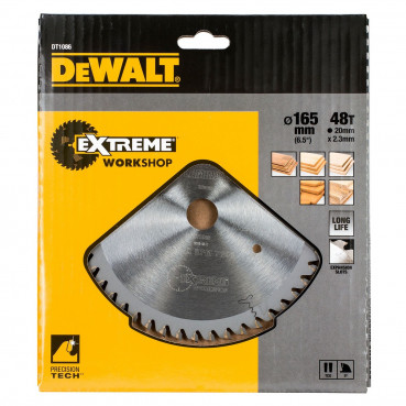 Lame Dewalt pour scie circulaire plongeante extrême workshop, 165 x 20mm - 48 dents | DT1086-QZ