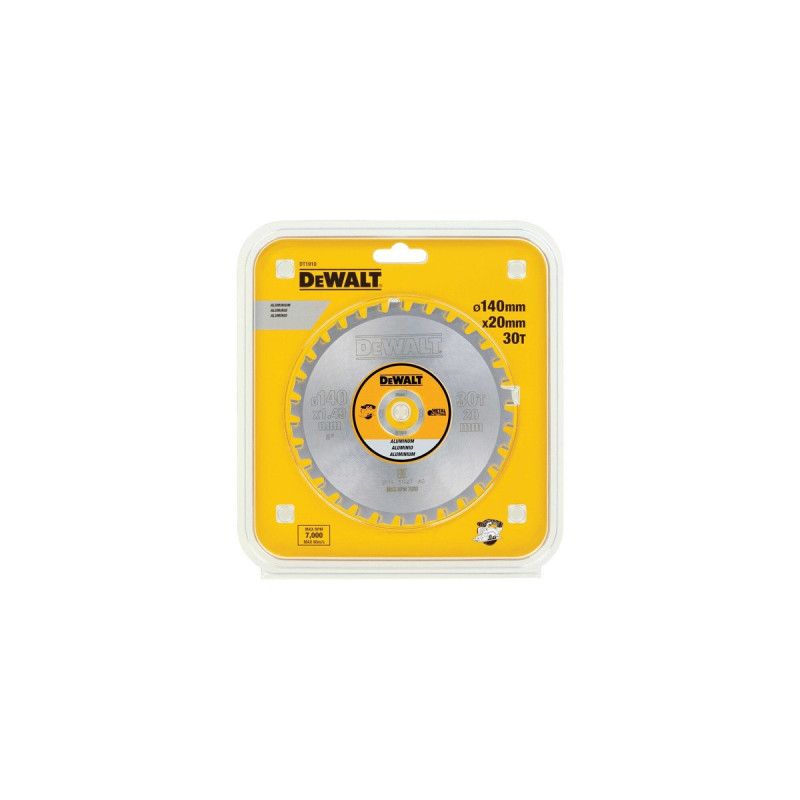 Lame Dewalt pour scie circulaire portative 140 x 20mm - 30 dents, tcg/aluminium, angle d'attaque 3 | DT1910-QZ