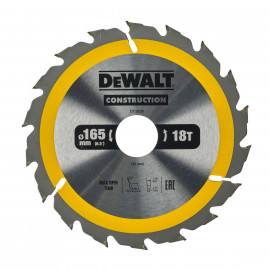 Lame Dewalt pour scie circulaire portative construction 165 x 30mm - 18 dents | DT1936-QZ