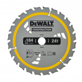 Lame Dewalt pour scie circulaire sans fil constructionl, 184 x 20mm - 24 dents | DT1951-QZ