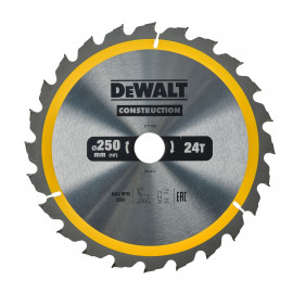 Lame Dewalt pour scie circulaire stationnaire construction 250 x 30mm - 24 dents | DT1956-QZ