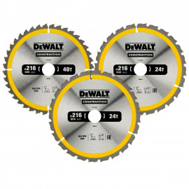 Coffret plastique de 3 lames Dewalt construction pour scie circulaire stationnaires : dT1952 x 2, dT1953 | DT1962-QZ