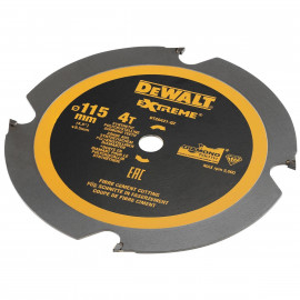 Lame Dewalt pour scie circulaire diamètre 115mm - 4 dents extrêmement performante pour la découpe de stratifiées, mélaminées, bois tendres et durs, MDF, contre-plaqué aggloméré, fibrociment | DT20421-QZ