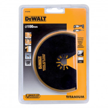 Lame Dewalt diamètre 100mm titanium semi circulaire pour découpeur ponceur, outil multifonctions (multi-cutter) | DT20709-QZ