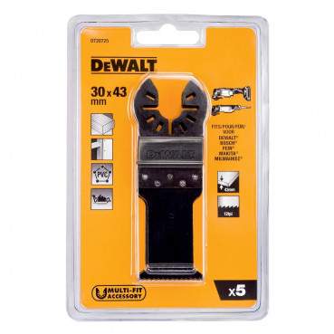 Jeu de 5 lames Dewalt 30 x 43mm BIM pour la coupe rapide pour découpeur ponceur, outil multifonctions (multi-cutter) | DT20725-QZ