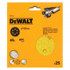 Image du produit : Disque abrasif velcro pour ponceuse excentrique Grain 40 - 6 trous diamètre 150mm Dewalt | DT3131-QZ