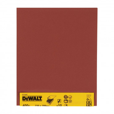 Feuilles abrasives, papier à poncer pour poncage à la mainGrain 400 - 230 x 280mm Dewalt | DT3247-QZ