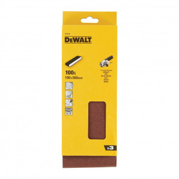 Papier à ponçer - abrasif pour ponceuse à bande - multi-usages pour bois, peinture, métal Grain 100 - 100 x 560mm Dewalt | DT3316-QZ