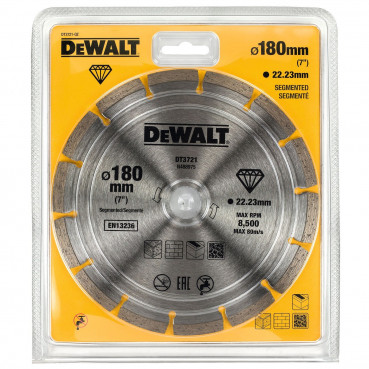 Disque diamant fritté segmenté pour matériaux de construction/béton 180 x 22.2mm Dewalt | DT3721-QZ