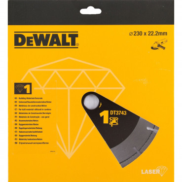 Disque diamant laser pour matériaux de construction/béton 230 x 22.2mm - hauteur segment 8.5mm Dewalt | DT3743-XJ