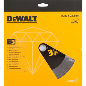 Disque diamant laser pour béton dur/granités 230 x 22.2mm - hauteur segment 8.5mm Dewalt | DT3763-XJ