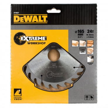 Lame Dewalt pour scie circulaire portative extrême workshop, 160 x 30mm - 24 dents | DT4027-QZ